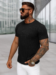 T-shirt męski slim fit czarny OZONEE O/QQ1389