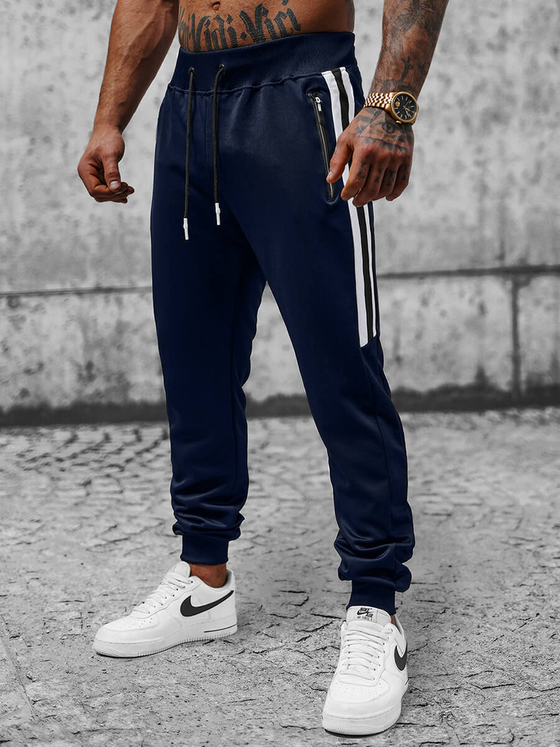 Spodnie dresowe męskie granatowe OZONEE JS/8K181