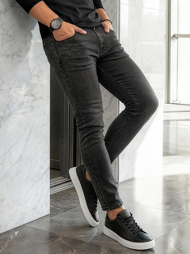 Spodnie jeansowe męskie slim fit czarne OZONEE O/JK2918Z