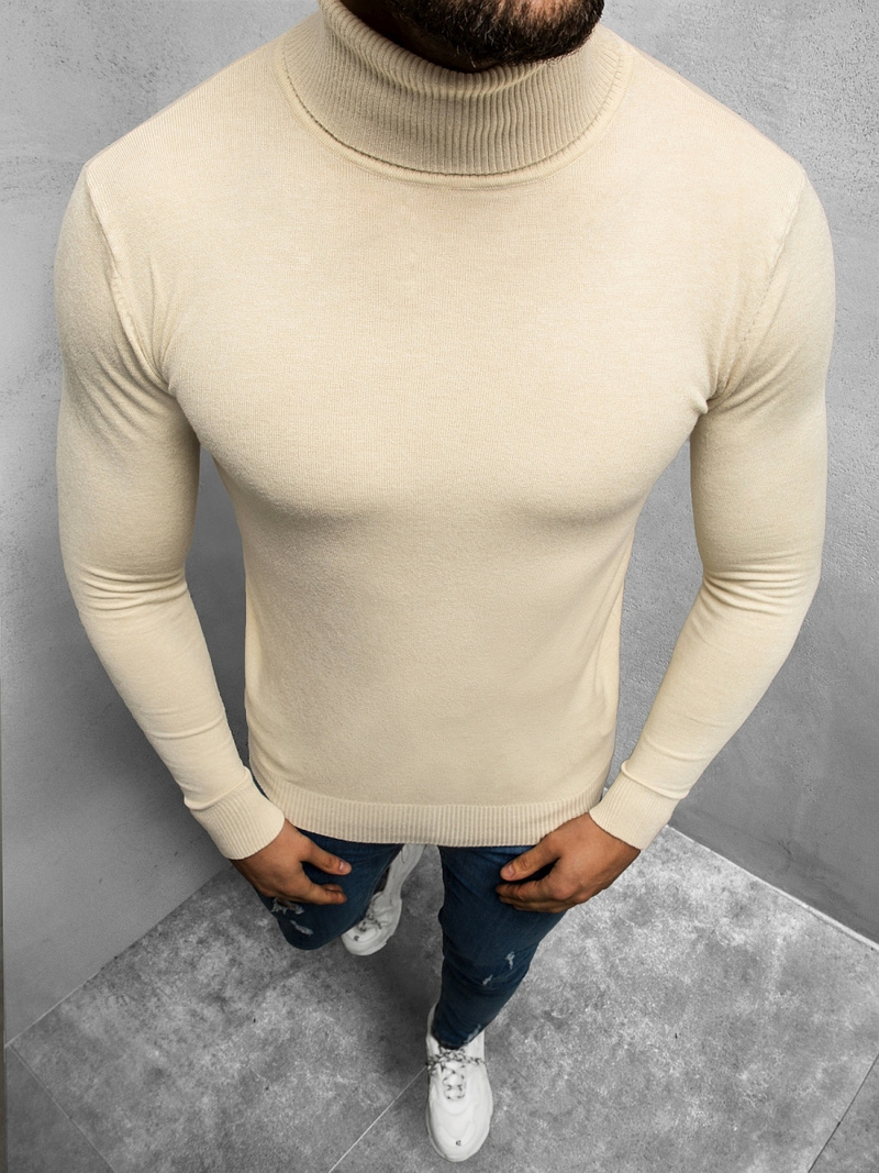 Sweter męski golf jasno-beżowy OZONEE TMK/YY02/22Z