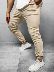 Spodnie męskie chino jogger materiałowe beżowe OZONEE DJ/5539