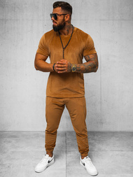 Komplet dresowy męski welurowy camelowy OZONEE O/12135Z