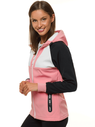 Kurtka softshell damska z kapturem jasnoróżowa OZONEE JS/HD184/25