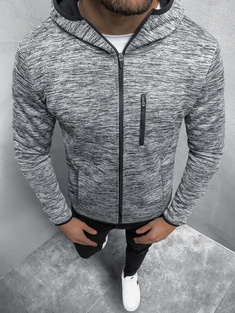 Bluza męska z kapturem rozpinana szara OZONEE JS/HH031/3