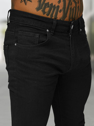 Spodnie jeansowe męskie slim fit czarne OZONEE BL/JK885