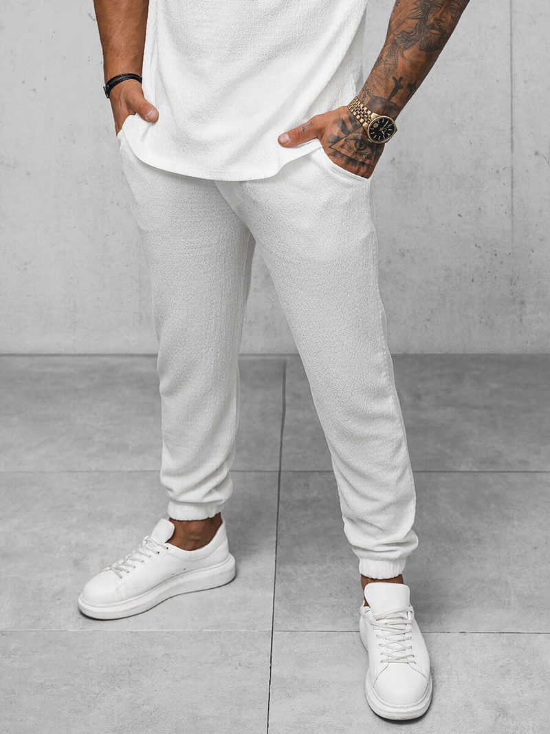 Spodnie dresowe męskie białe OZONEE O/K960SP