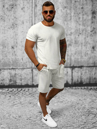 Komplet dresowy męski welurowy biały OZONEE O/12133Z