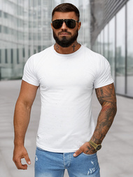T-shirt męski slim fit biały OZONEE O/QQ1388