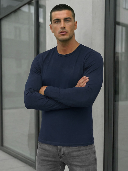 Футболка з довгим рукавом чоловіча tемно-cинiй OZONEE JS/DB71/5