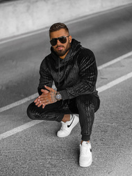 Komplet dresowy męski welurowy czarny OZONEE O/3A81Z