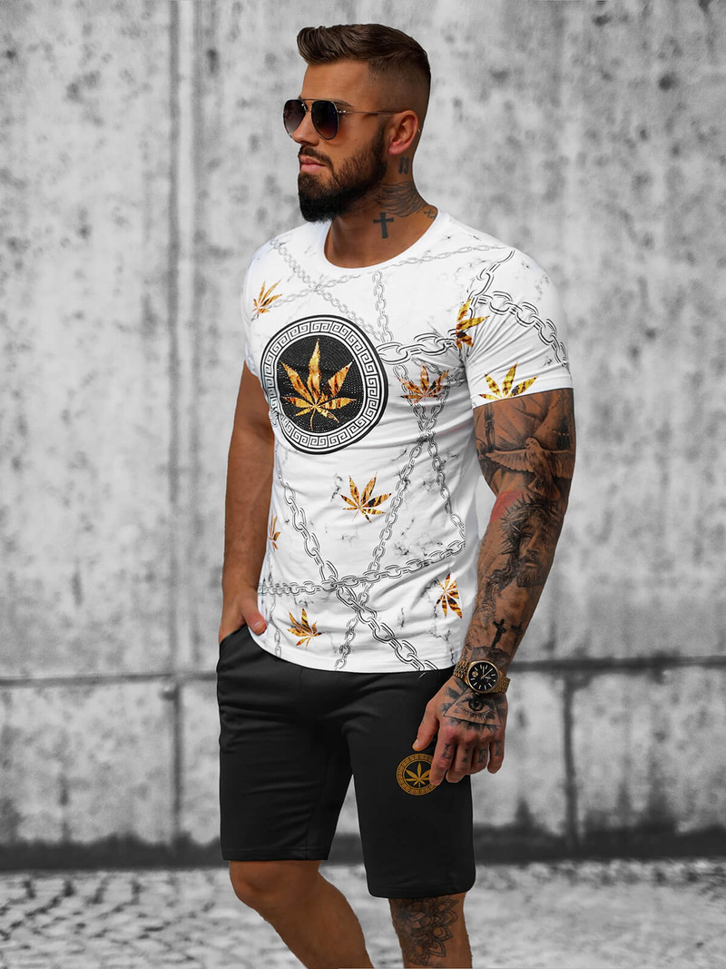 Komplet dresowy męski biało-czarny OZONEE O/HM757Z