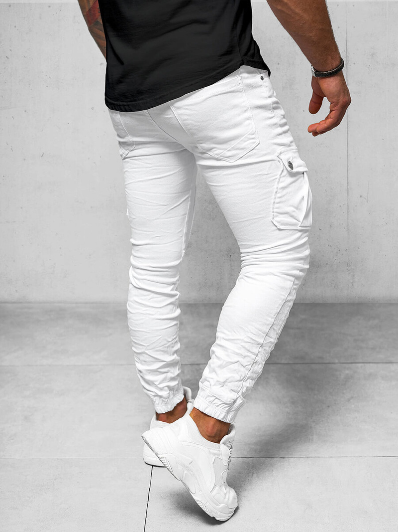 Spodnie męskie joggery białe OZONEE O/E6979W