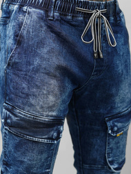 Spodnie jeansowe joggery męskie niebieskie OZONEE DR/TF070Z