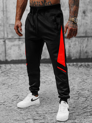 Spodnie dresowe męskie czarno-czerwone OZONEE JS/8K182