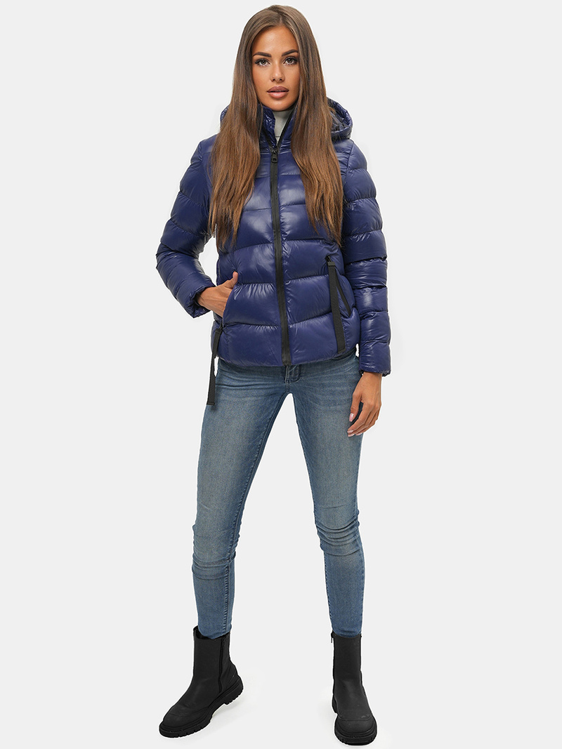 Kurtka zimowa damska pikowana granatowa OZONEE JS/M782/215