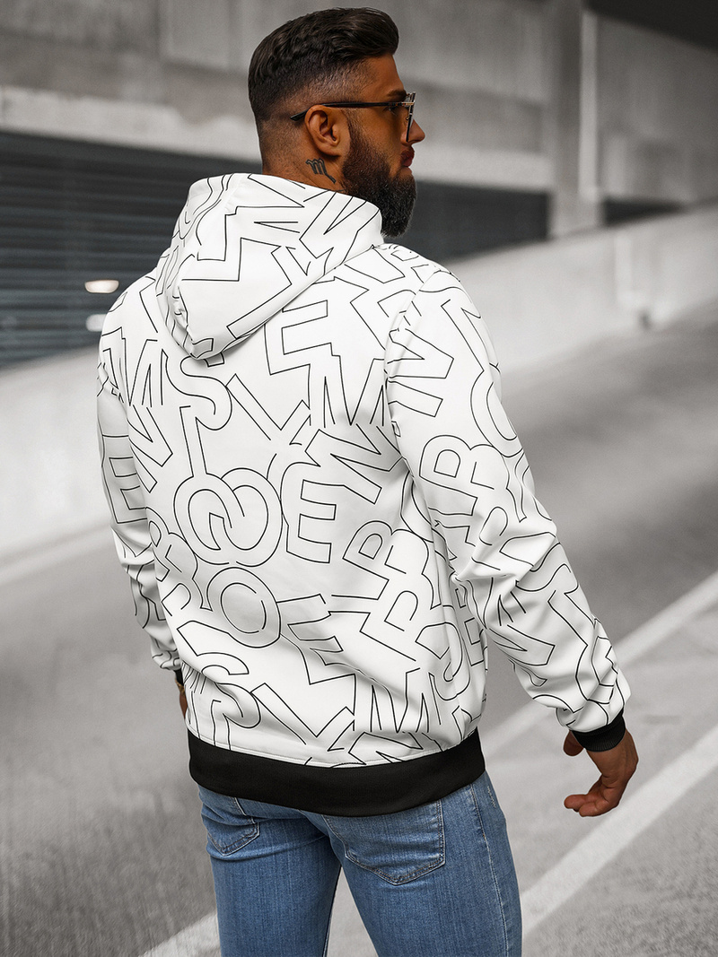 Bluza z kapturem męska biała OZONEE JS/8B1232/1