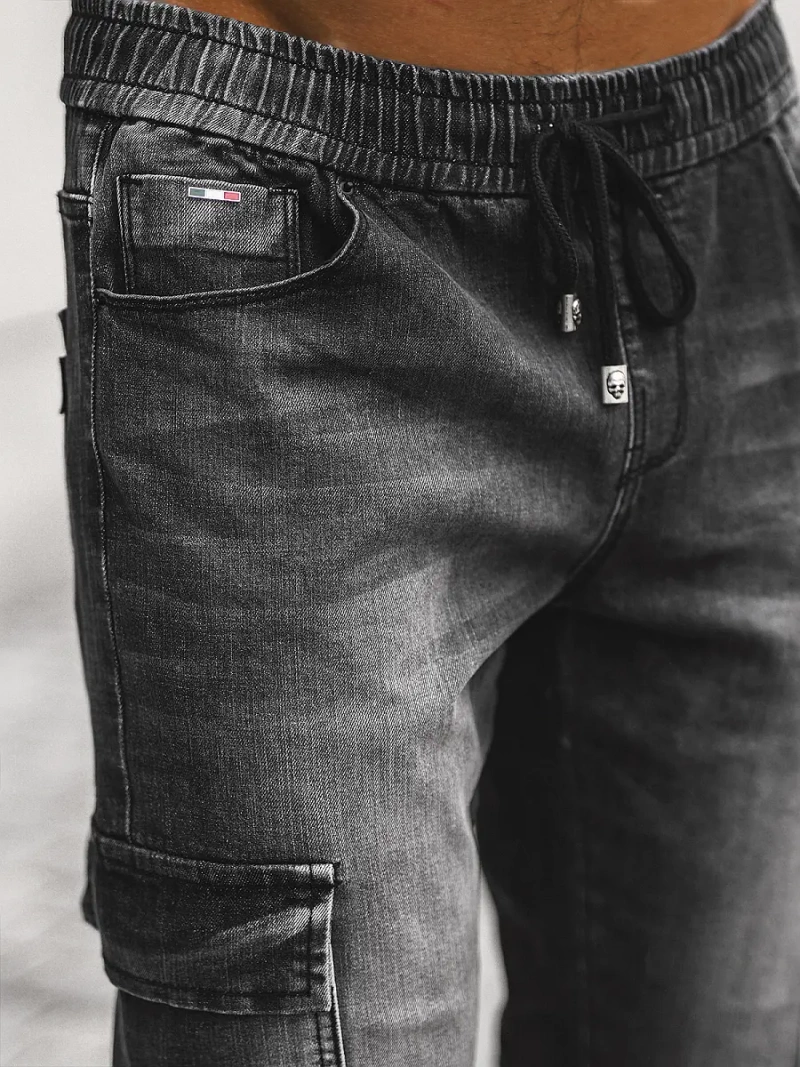 Spodnie jeansowe joggery męskie czarne OZONEE NB/MP0131N