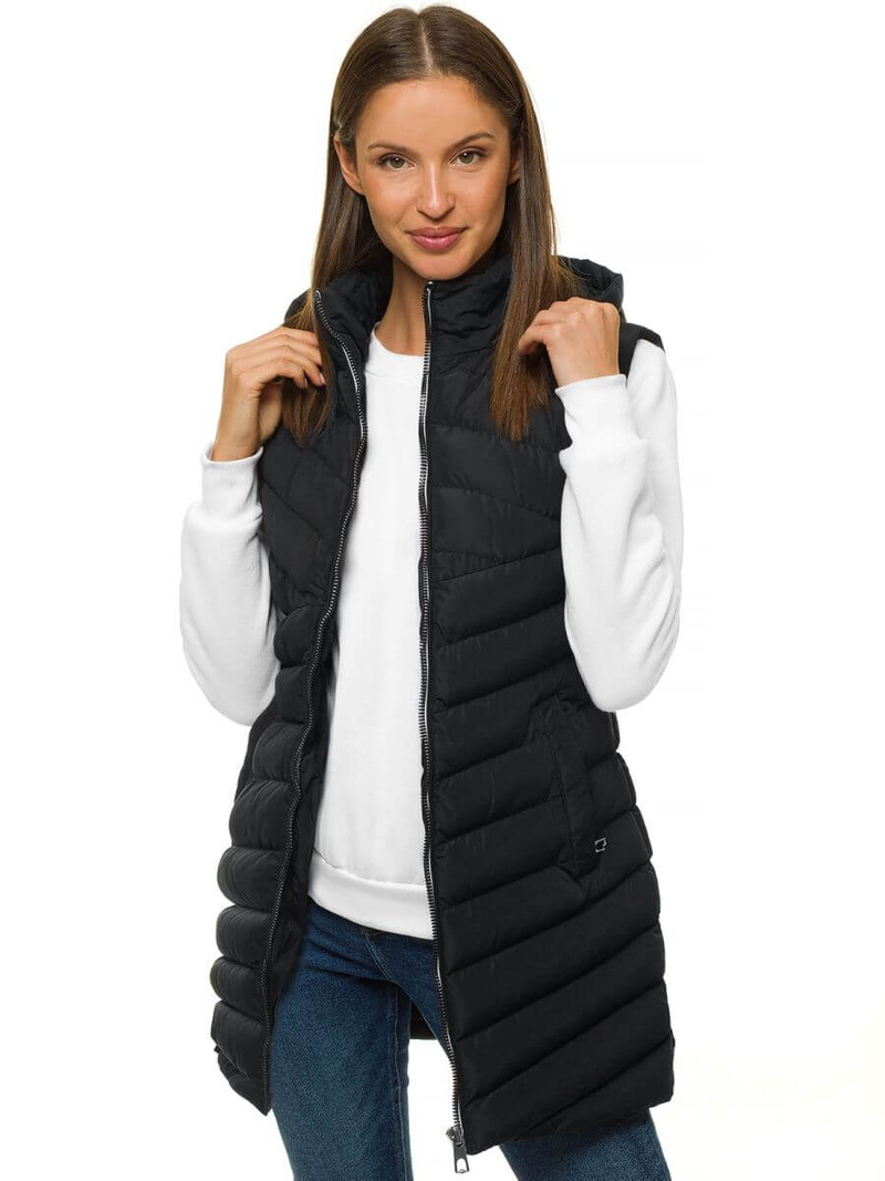 Стьобаний жіночий жилет чорний OZONEE N/6805/1