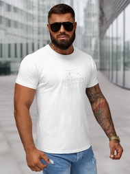 T-shirt męski slim fit biały OZONEE O/QQ1389