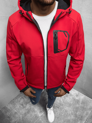 Kurtka softshell męska z kapturem czerwona OZONEE JS/KS2186