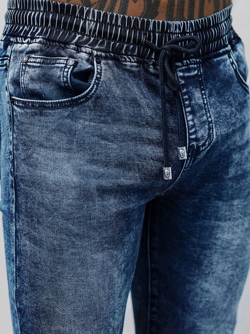 Spodnie jeansowe joggery męskie niebieskie OZONEE NB/MP0055B