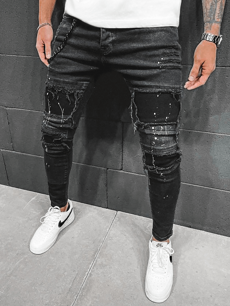 Spodnie jeansowe męskie czarne OZONEE O/B5900