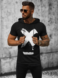 T-shirt męski z kapturem czarny OZONEE JS/8T203