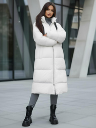 Kurtka zimowa damska długa pikowana biała OZONEE JS/5M3163/281Z