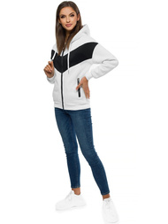 Bluza z kapturem damska biało-czarna OZONEE JS/B26039