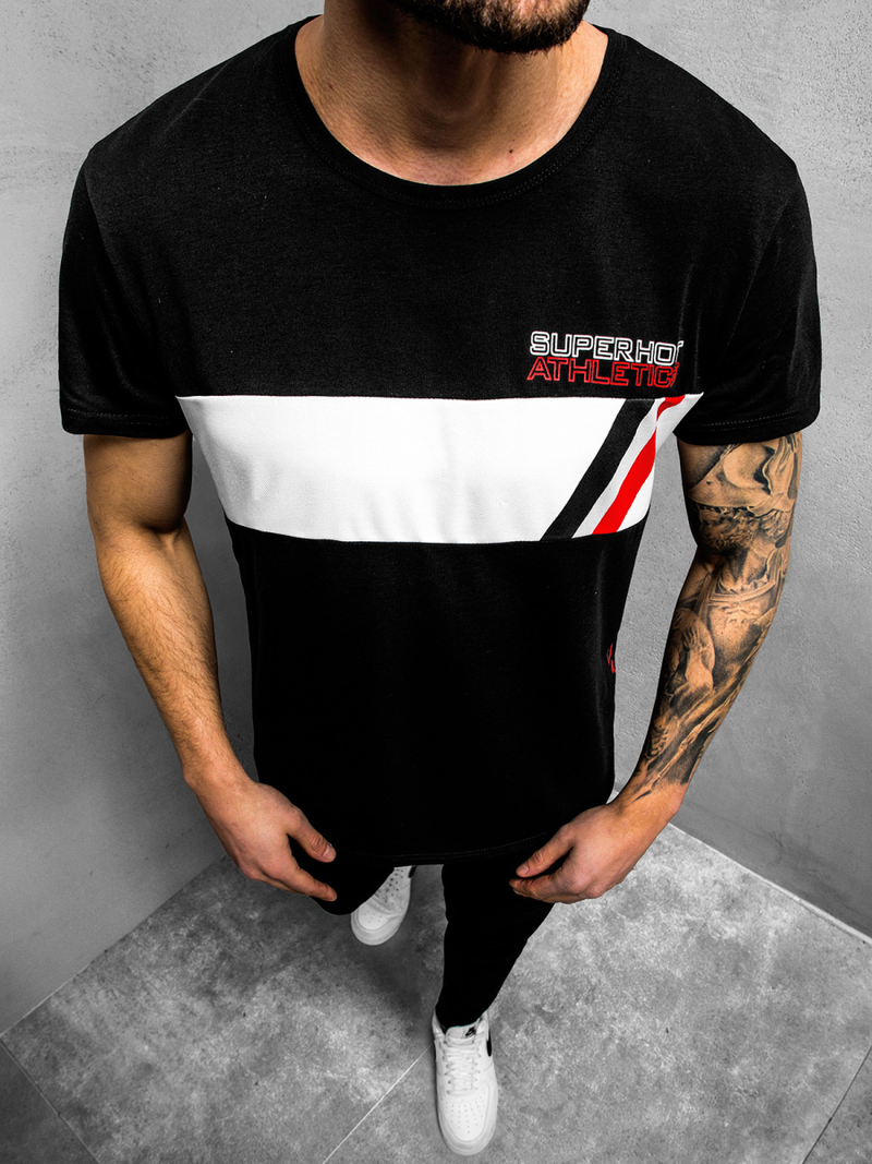 T-Shirt męski czarny OZONEE JS/KS1957Z