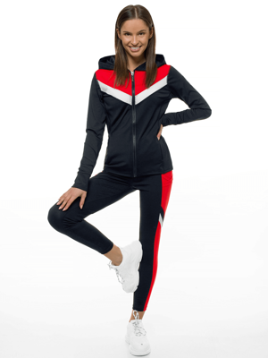 Komplet dresowy dwuczęściowy czarno-czerwony OZONEE JS/YW06005/1/5