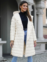 Płaszcz zimowy damski ecru OZONEE JS/5M3159/254