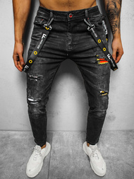 Spodnie jeansowe męskie czarne OZONEE DR/TF088Z