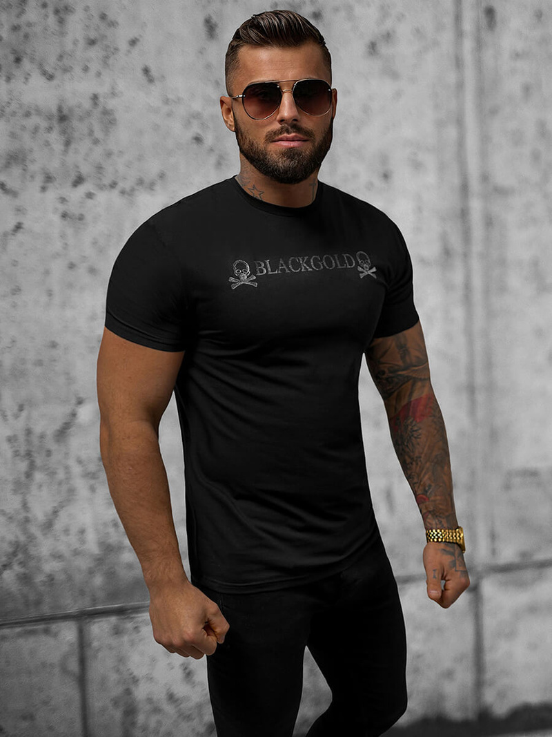 T-shirt męski slim fit czarny OZONEE NB/MT3050