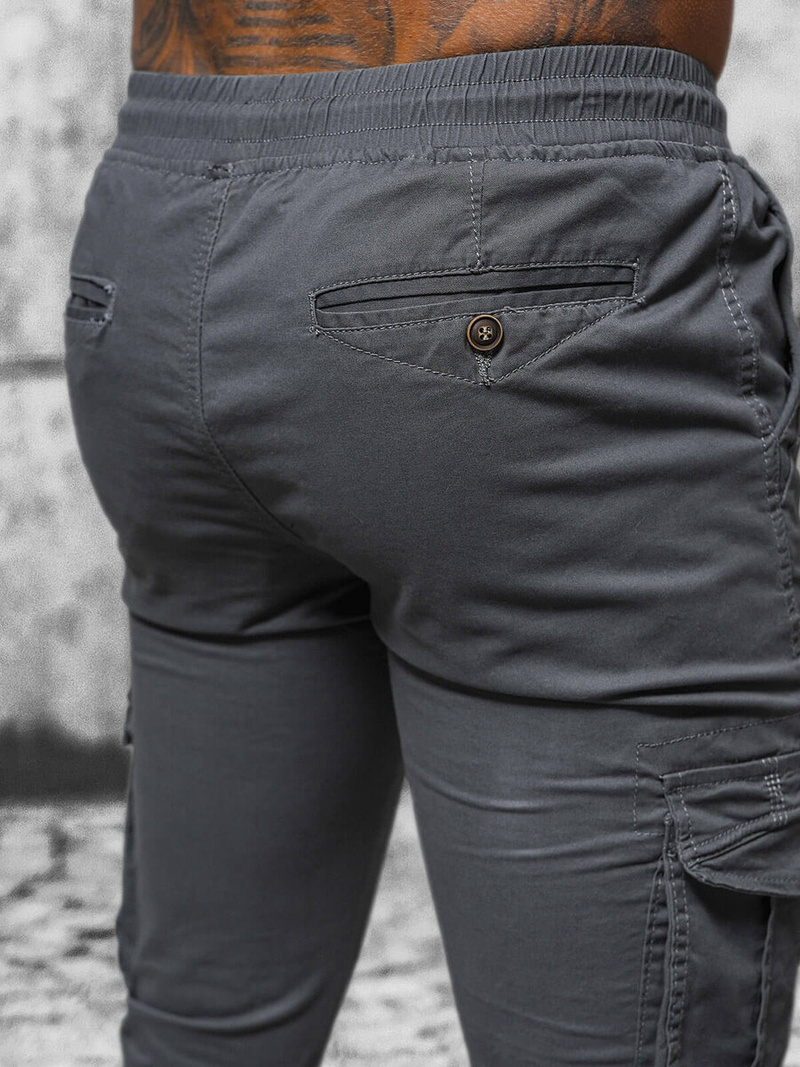 Spodnie męskie chino joggery grafitowe OZONEE NB/MP0201GS