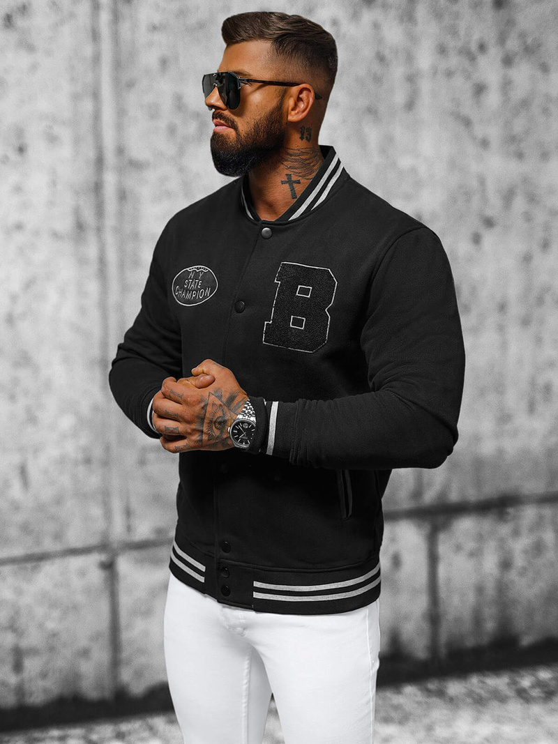 Bluza męska rozpinana czarna OZONEE NB/MF2018