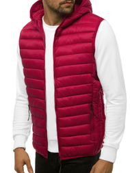 Kamizelka męska pikowana z kapturem bordowa OZONEE JS/HDL88002Z
