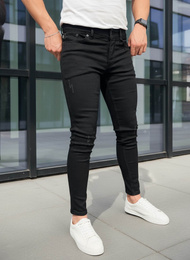 Spodnie jeansowe męskie slim fit czarne OZONEE DO/2820/1