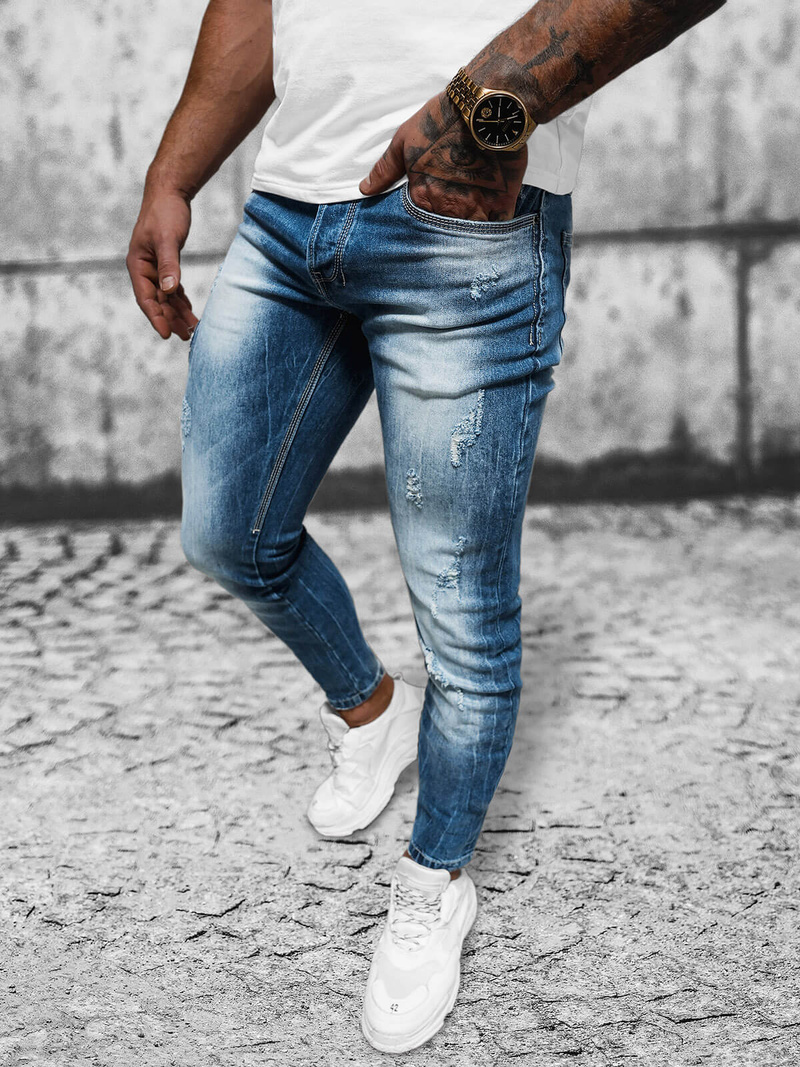 Spodnie jeansowe męskie niebieskie OZONEE NB/MP0008B