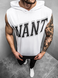 T-Shirt z kapturem męski biały OZONEE B/60042Z