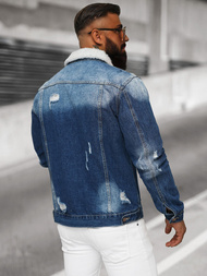 Kurtka męska jeansowa sherpa niebieska OZONEE NB/MJ502BZ