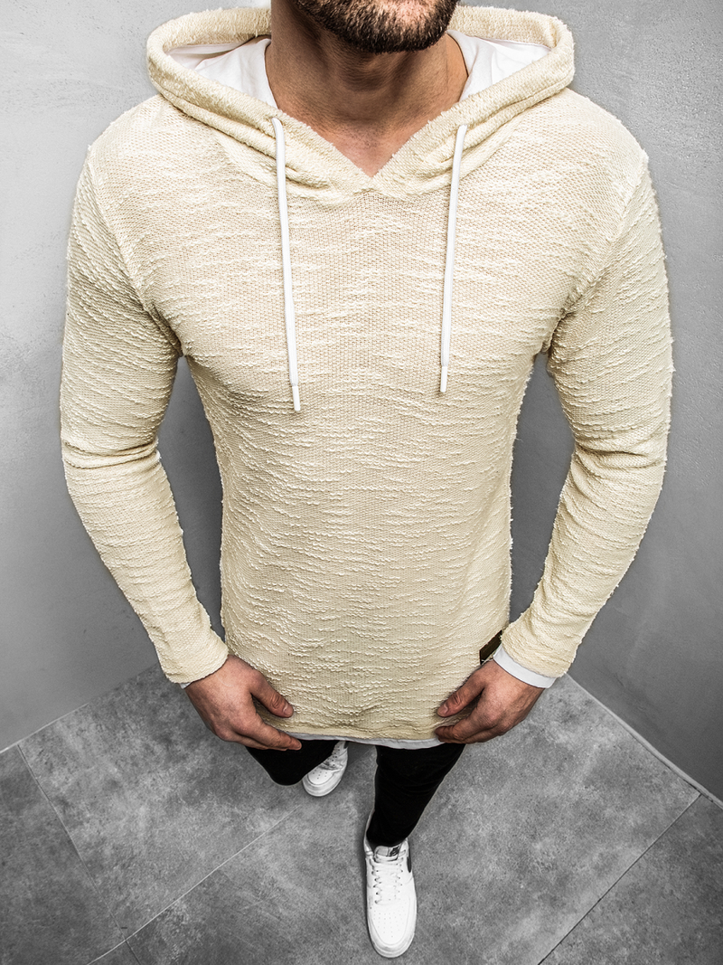 Bluza męska z kapturem beżowa OZONEE O/1252Z