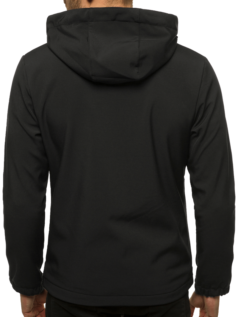 Kurtka softshell męska z kapturem czarno-szara OZONEE JS/HH022/1BZ