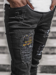 Spodnie męskie jeans czarne OZONEE T/82008