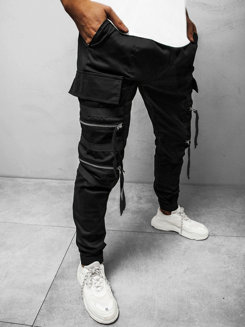 Spodnie męskie chino joggery czarne OZONEE G/11146Z