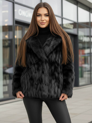 Kurtka zimowa damska futrzana czarna OZONEE JS/11Z8261Z