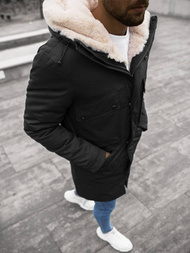 Kurtka zimowa męska parka z futerkiem czarna OZONEE JS/22M115/1