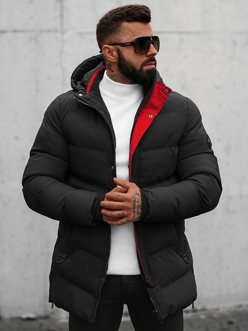 Kurtka zimowa męska pikowana czarna OZONEE N/7330Z