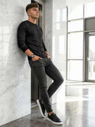 Spodnie jeansowe męskie slim fit czarne OZONEE O/JK2918Z