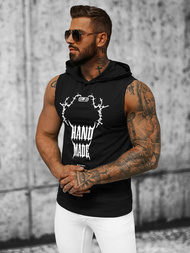 Koszulka bez rękawów męska z kapturem czarna OZONEE NB/MT3024